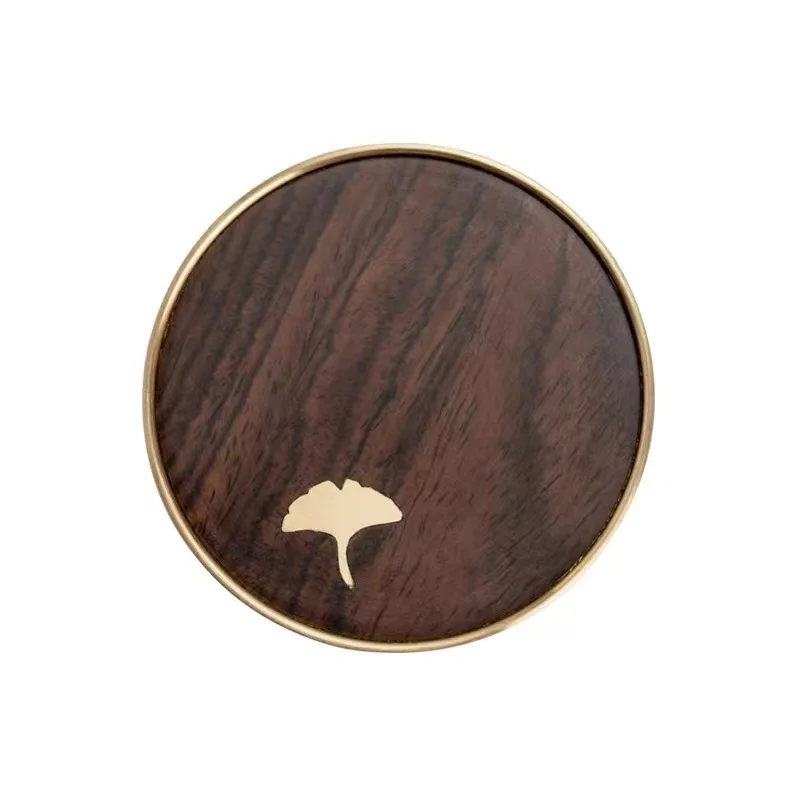 

Ebony Wood TABL Coaster, Round Mat, Heat Resistant, Drink Holder, Coffee Cup, Office Home, Kitchen Table Pad, Copper Non-slip