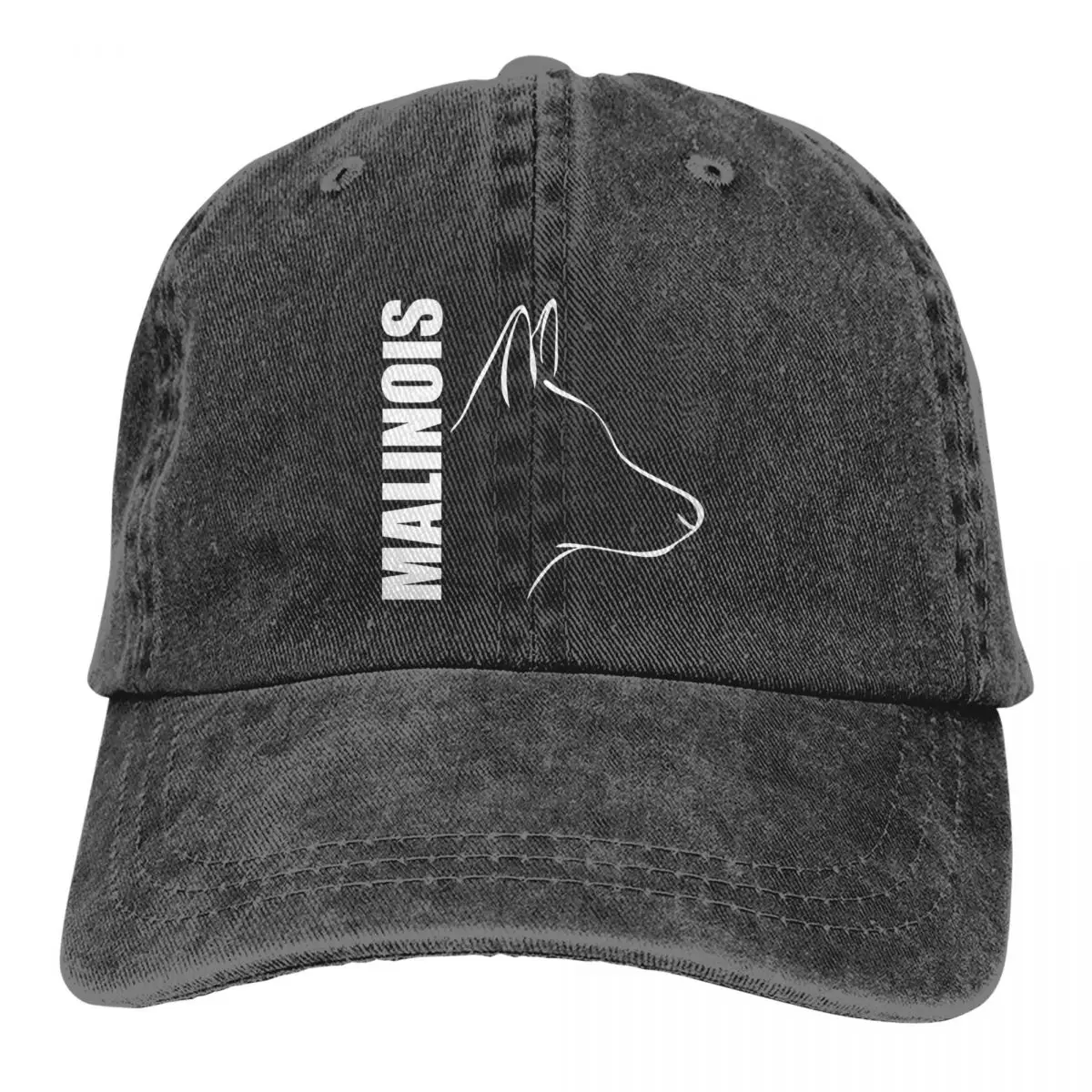 

Belgian MALINOIS Dog Outline Profile Unisex Washed Cotton Cap Vintage Baseball Cap Casual Outdoor Sports Hat