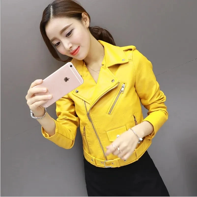 2024 New Slim Leather Jacket Ladies Short Small Coat primavera autunno inverno giacca femminile tuta da moto coreana personalità Top