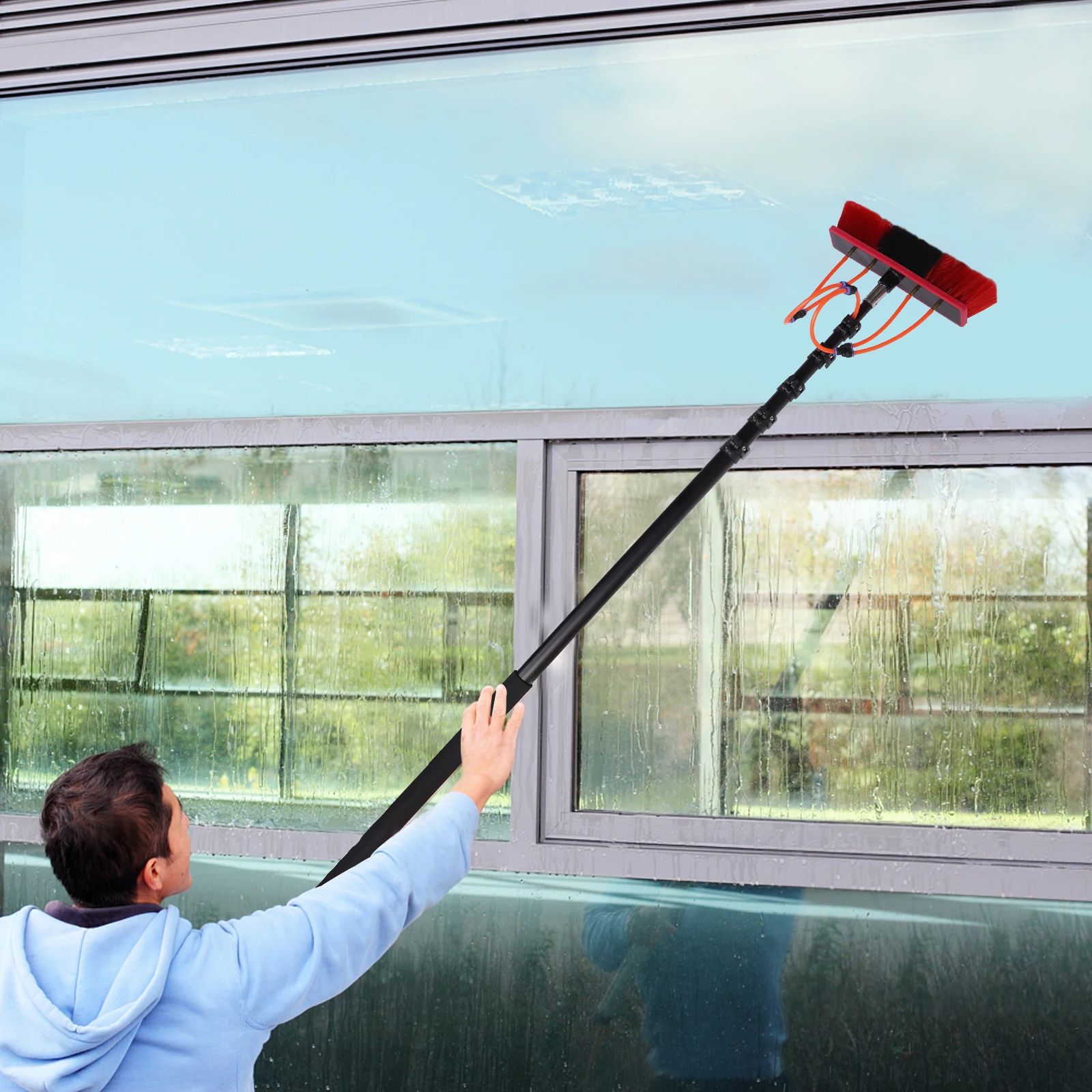 

24ft Water Fed Brush Cleaning and Washing Tool Water Fed Pole Kit for Window Glass, Solar Panel