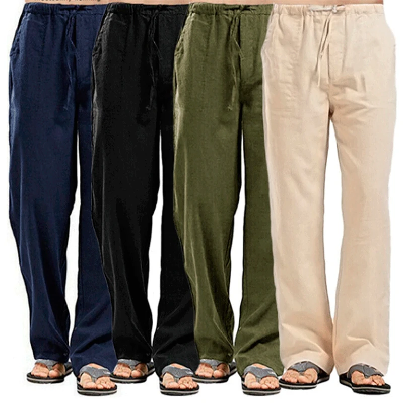 

FGKKS Linen Wide Men Pants New Korean Oversize Linens Streetwear Trousers Male Spring Casual Men Pants