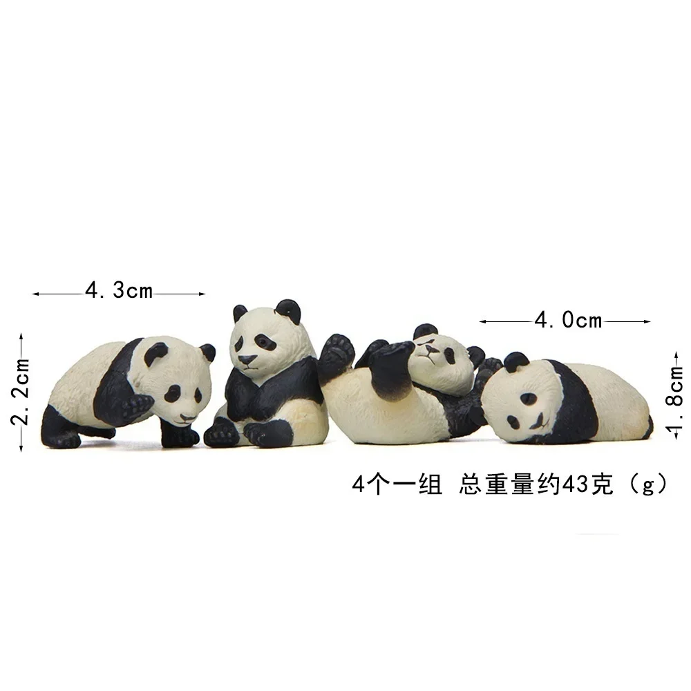 4Pcs Cute Panda Figurines DIY Micro Landscape Decor Mini Cartoon Panda Model Miniature Garden Ornament Desk Small Fresh Decor