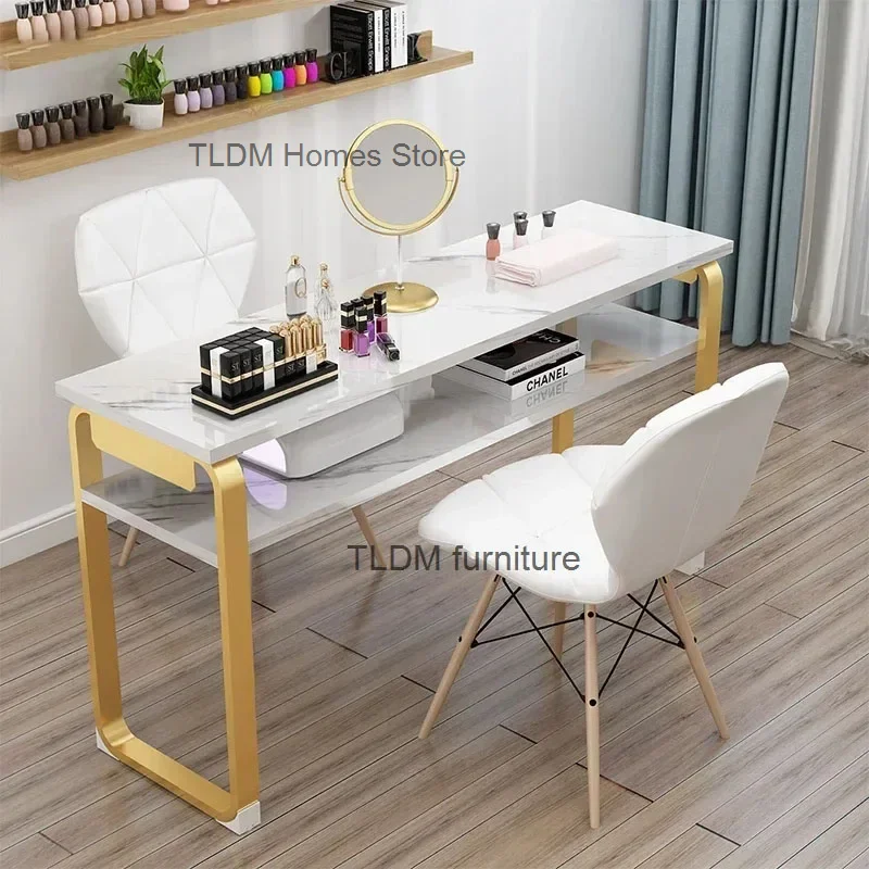 

Designer Nail Tables Double Beauty Shop Salon furniture Professional Manicure Tables Double-layer Manicure Table and Chair Set