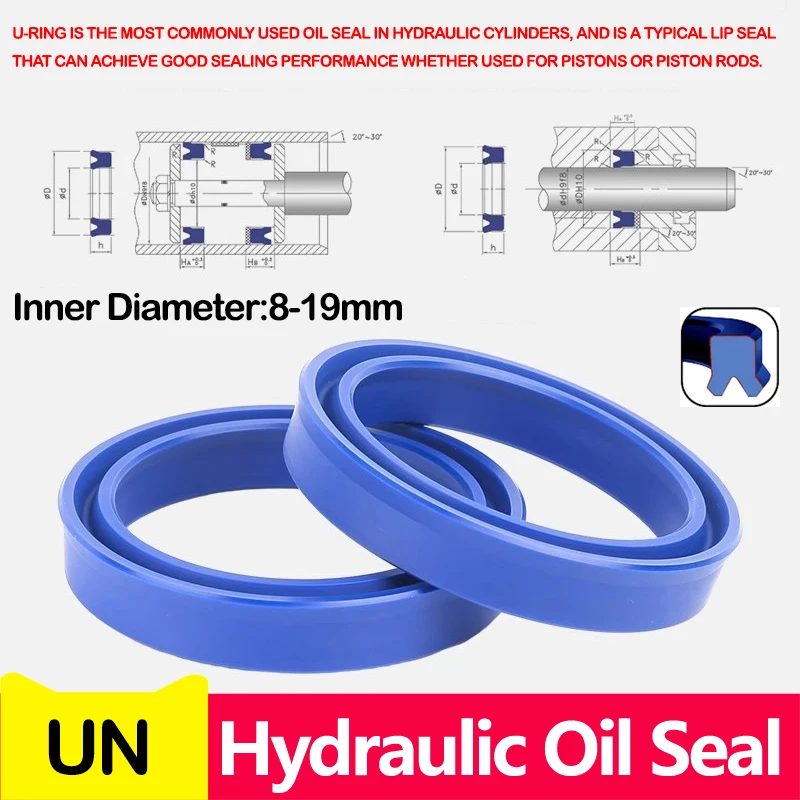 UN,ID 8/9/10/12/14/15/16-19MM,UN Radial Shaft Hydraulic Seal,Polyurethane Piston Shaft Piston Rod PU Single Lip U Cup Oil Seal