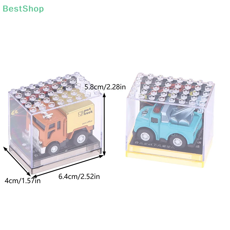 ★★★Simulation Engineering Car Model With Transparent Storage Box Mini Alloy Car Model Toy Pull Back Car Toys Children Gift