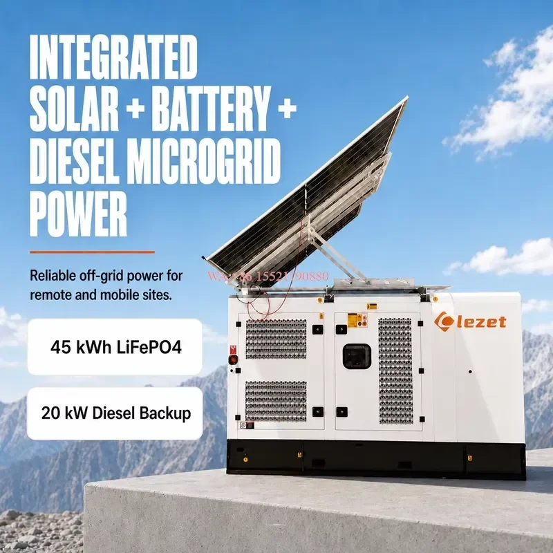 wmwmnu for 20kW 45kWh Towable Photovoltaic Energy Storage Diesel Generator All In One Unit Auto Folding N Type Solar Modules