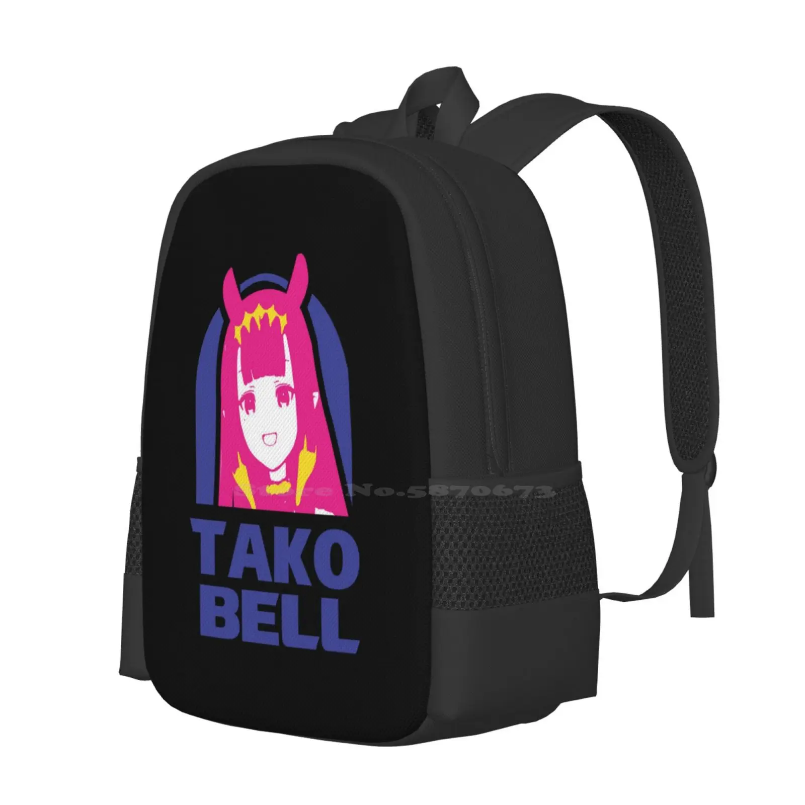 Hololive En Ina Tako Bell Logo Parody Hot Sale Schoolbag Backpack Fashion Bags Hololive En Ina Tako Bell Logo Parody