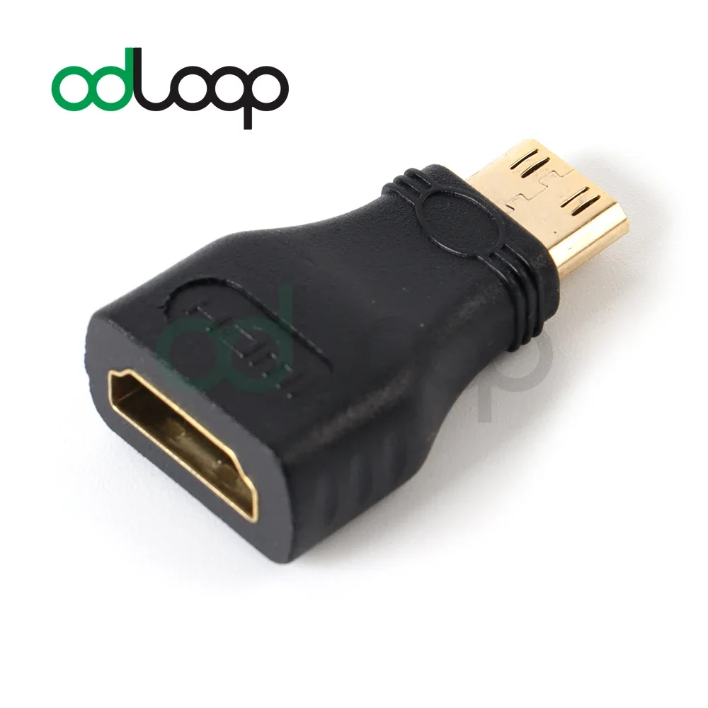 ODLOOP HDMI Mini Adapter Gold Plated Mini HDMI Male to Standard HDMI Female Adapter 4K Compatible for Camera, DSLR, Tablet