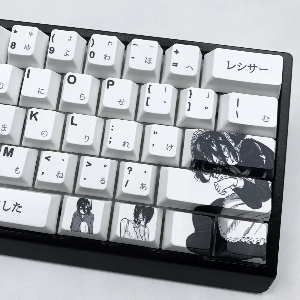 106 Keys, Anime Resser Themed Japanese Keycaps PBT Cherry Contour for Cherry MX 61 68 86 Mega Lion Wooting Mechanical Keyboard
