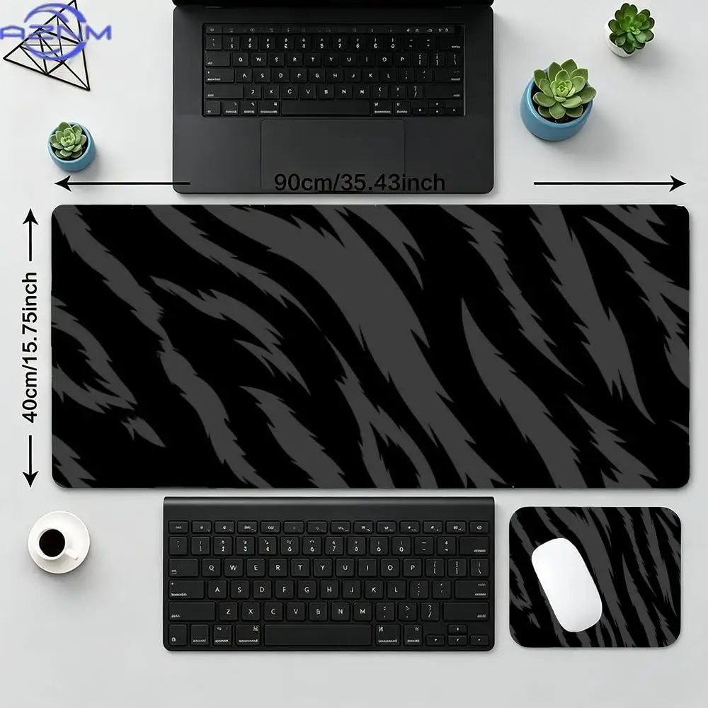 Black Gray Stripes Mouse Pad Large Computer Office Game Table Mat Rubber Anti-slip Stitched Keyboard Mats XXL Desk Pads