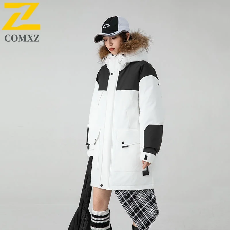 COMXZ الرجال سترة طويلة الربط مقنعين في الهواء الطلق مغامرة مكافحة البرد سترة المشي لمسافات طويلة السفر خفيفة الوزن الخريف الشتاء خندق معطف