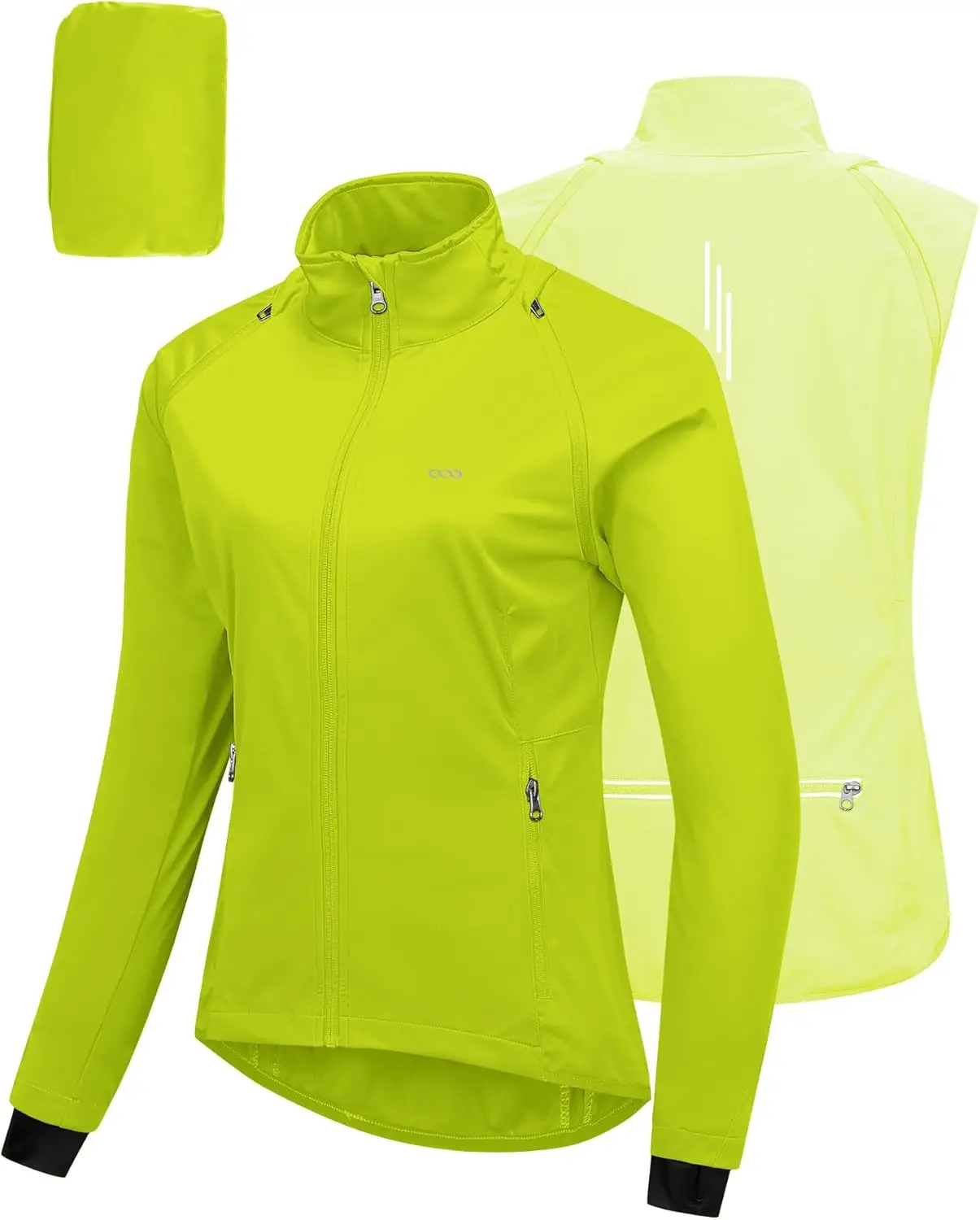 

Женская легкая куртка на молнии для йоги, бега и велоспорта - водонепроницаемая, ветрозащитная и со светоотражающими элементами