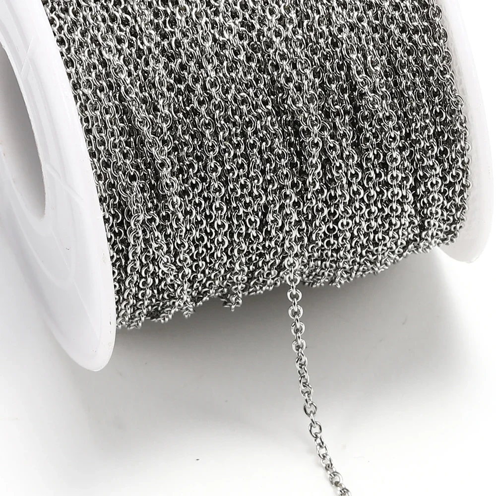 

10 m/roll Stainless Steel Cable Chain 1.2 1.5 2.0 2.5 mm O Link Bulk Necklace Chain for DIY Jewelry Making Bracelet Accessories