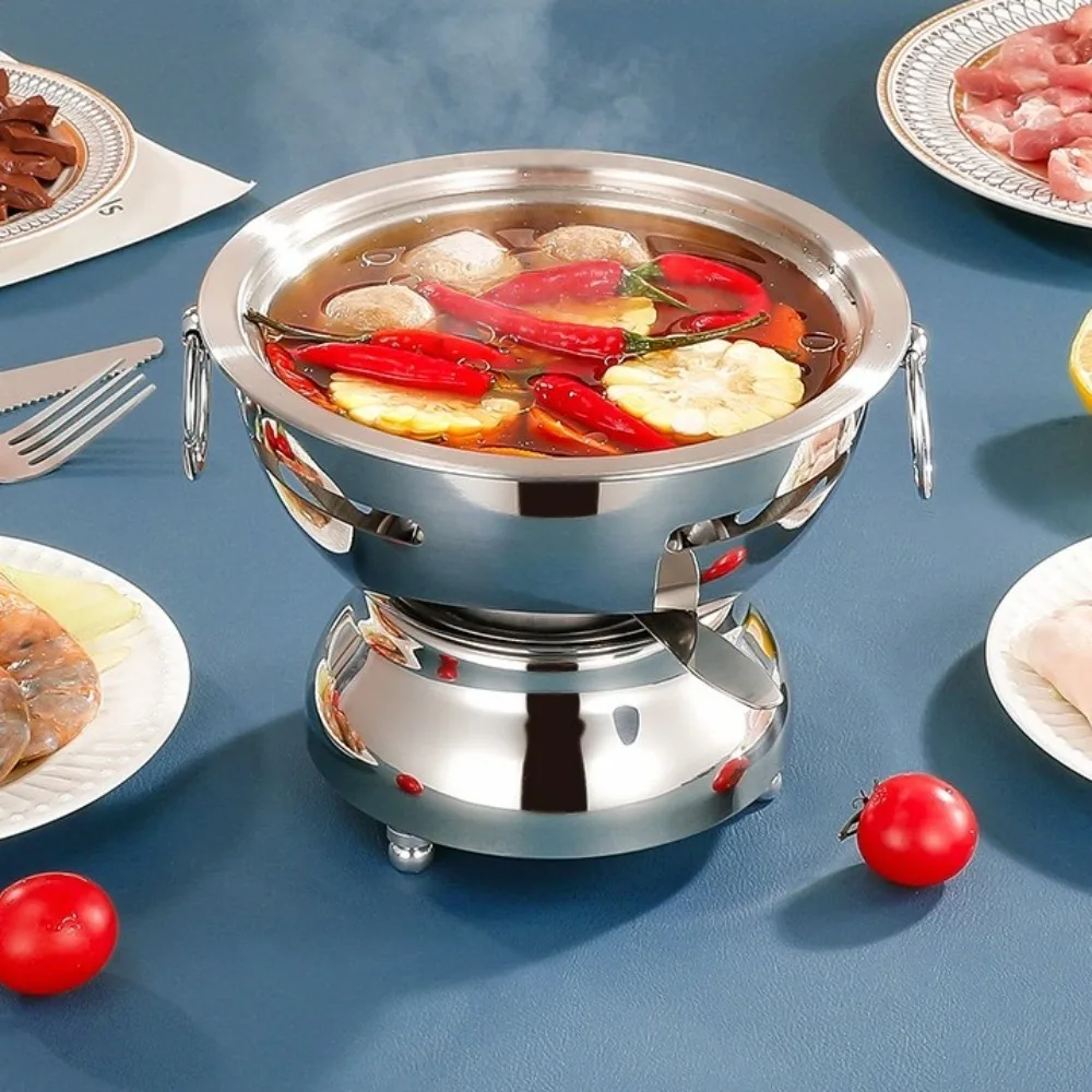 Easy To Clean Portable Single Person Hotpot Stainless Steel Light Luxury Chinese Hot Pots Non-slip Chafing Dish Family Gathering