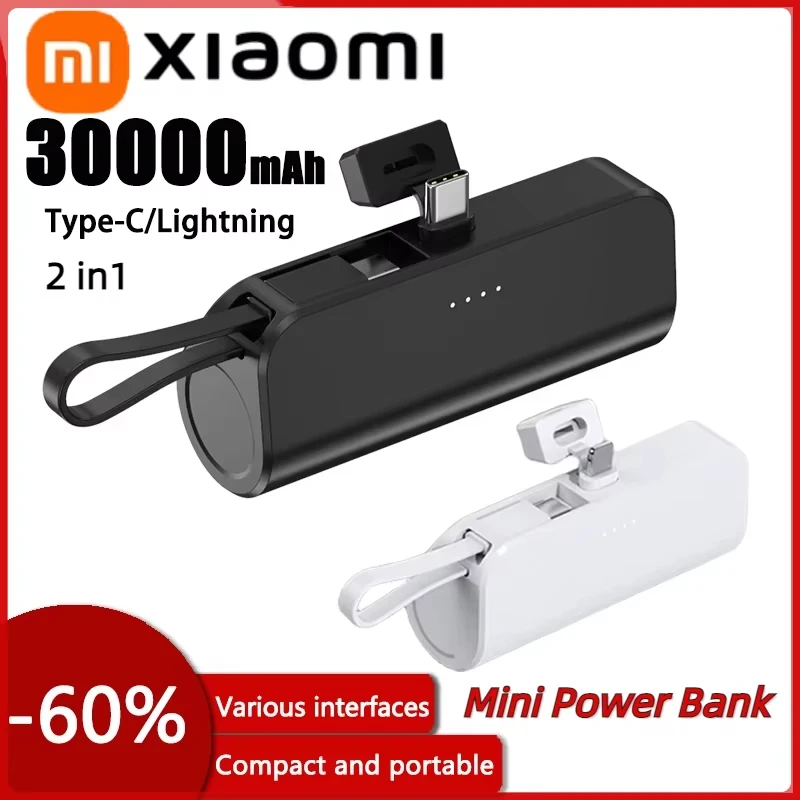 Xiaomi 30000mAh Mini Power Bank Large Capacity Portable External Battery Fast Charging For iPhone Huawei Samsung