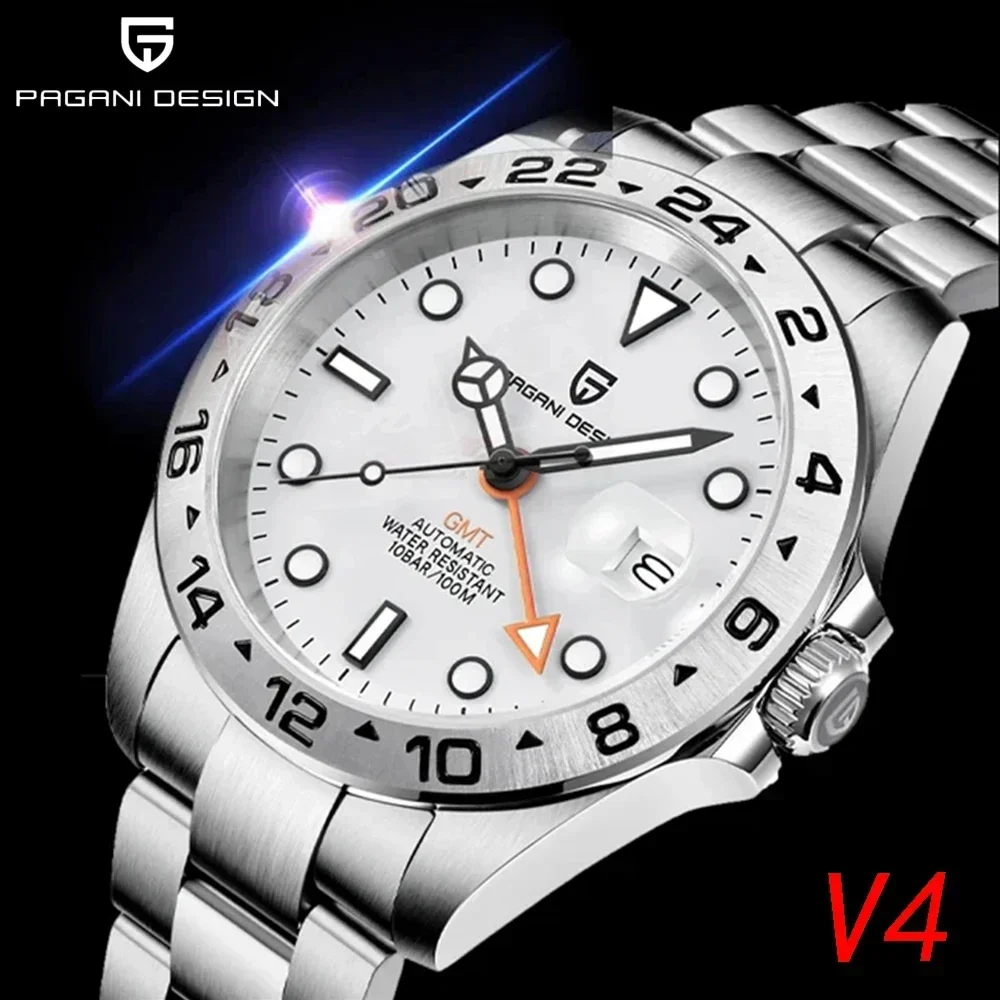 PAGANI DESIGN 2026 New DG5833 Fashion Men GMT Automatic Mechanical Watch Top Grade Sapphire Stainless Steel Waterproof 10Bar V4