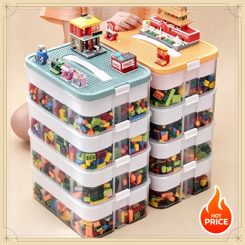 

Transparent Stackable Toy Storage Box Dustproof Moisture-proof Plastic Organizer Case Kids Building Blocks Lego Container