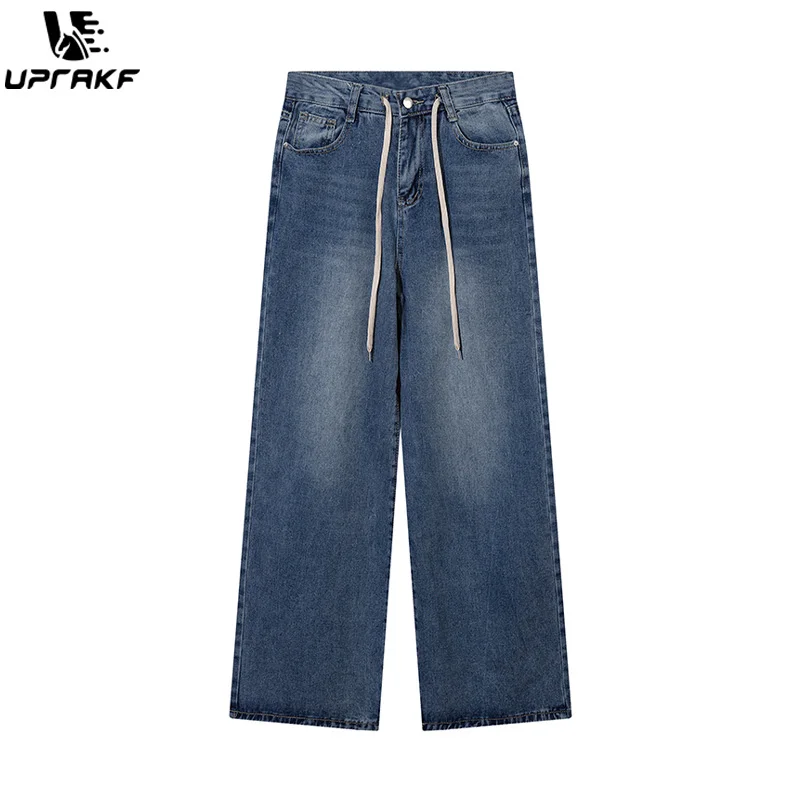 

UPRAKF Blue Jeans Denim Autumn Basic Pants Casual Pantalones Streetwear Comfort Baggy Wide Leg Hip Hop