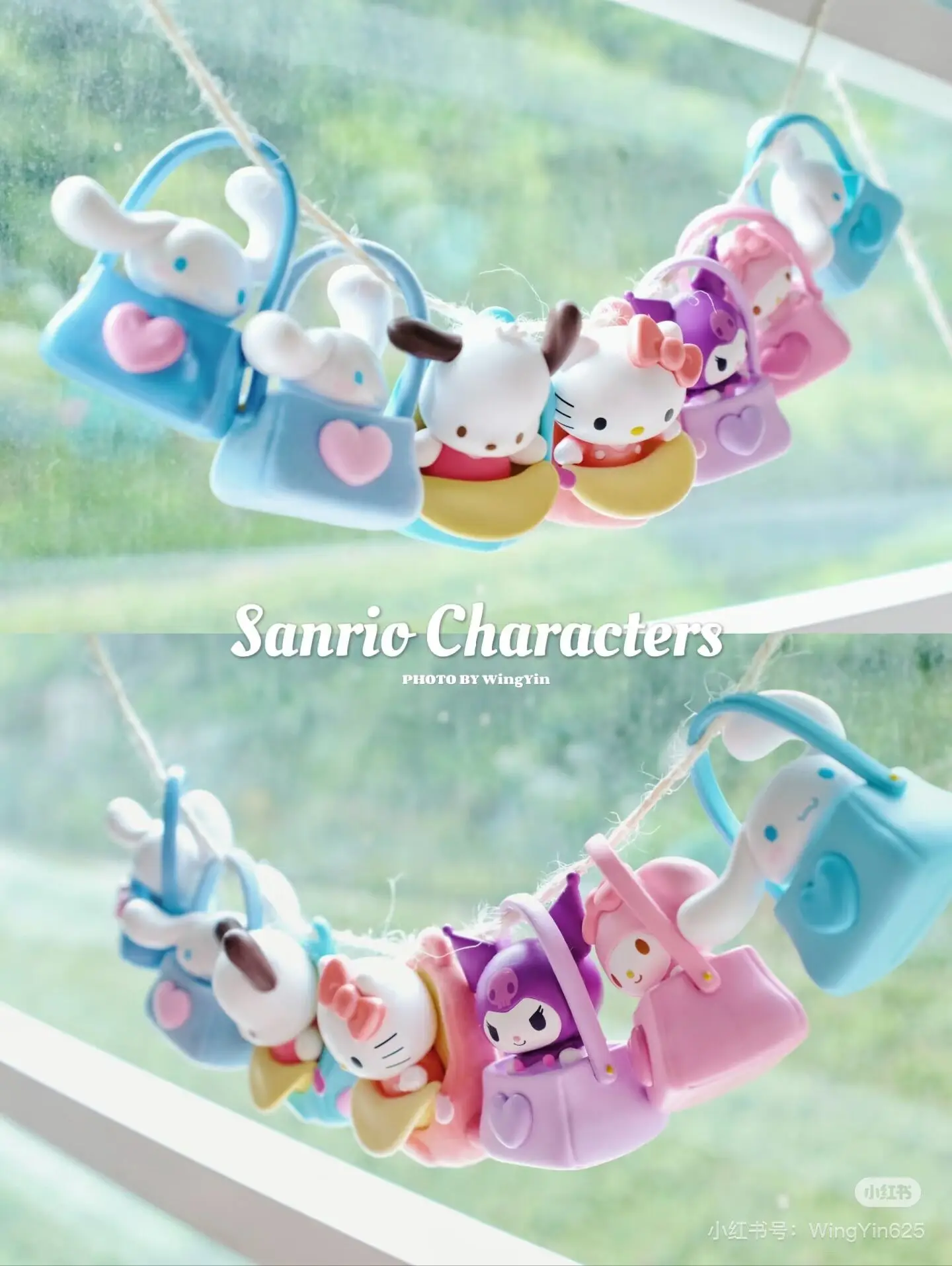 

Sanrio Hellokitty Backpack Pendant Flocking Cute Bean Blind Box Pochacco Figure Ornament Kuromi Children Toy Girl Birthday Gift