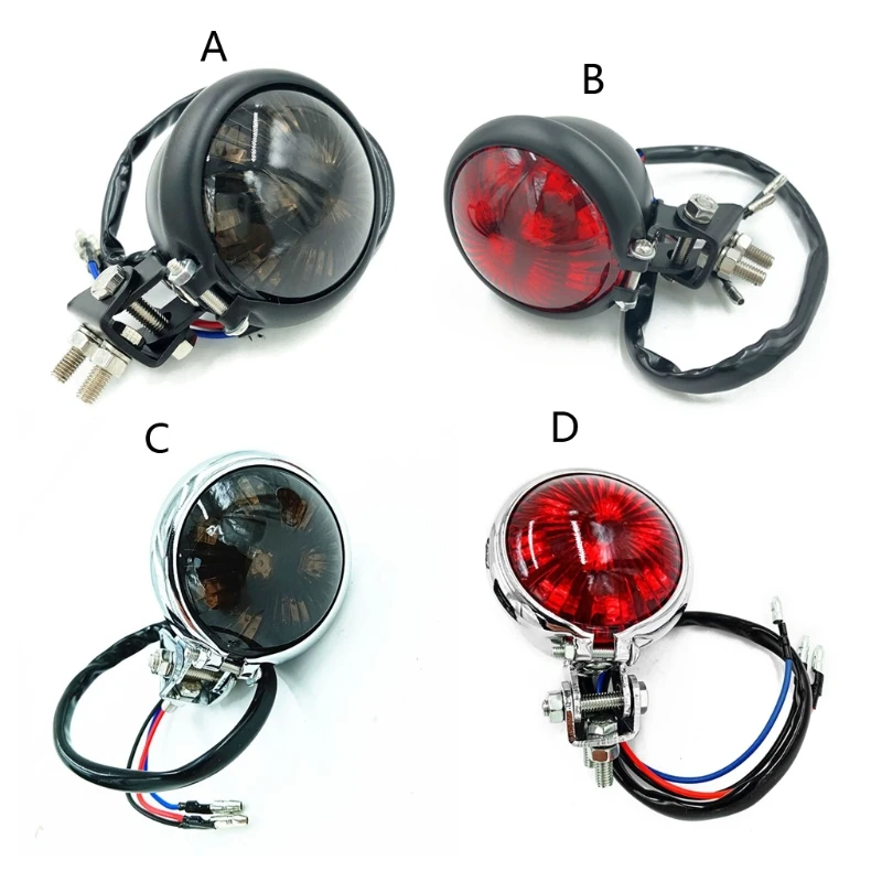 Motorcycle Red 12V 5W LED Adjustable Cafe Racer Stop Tail Light Motorbike