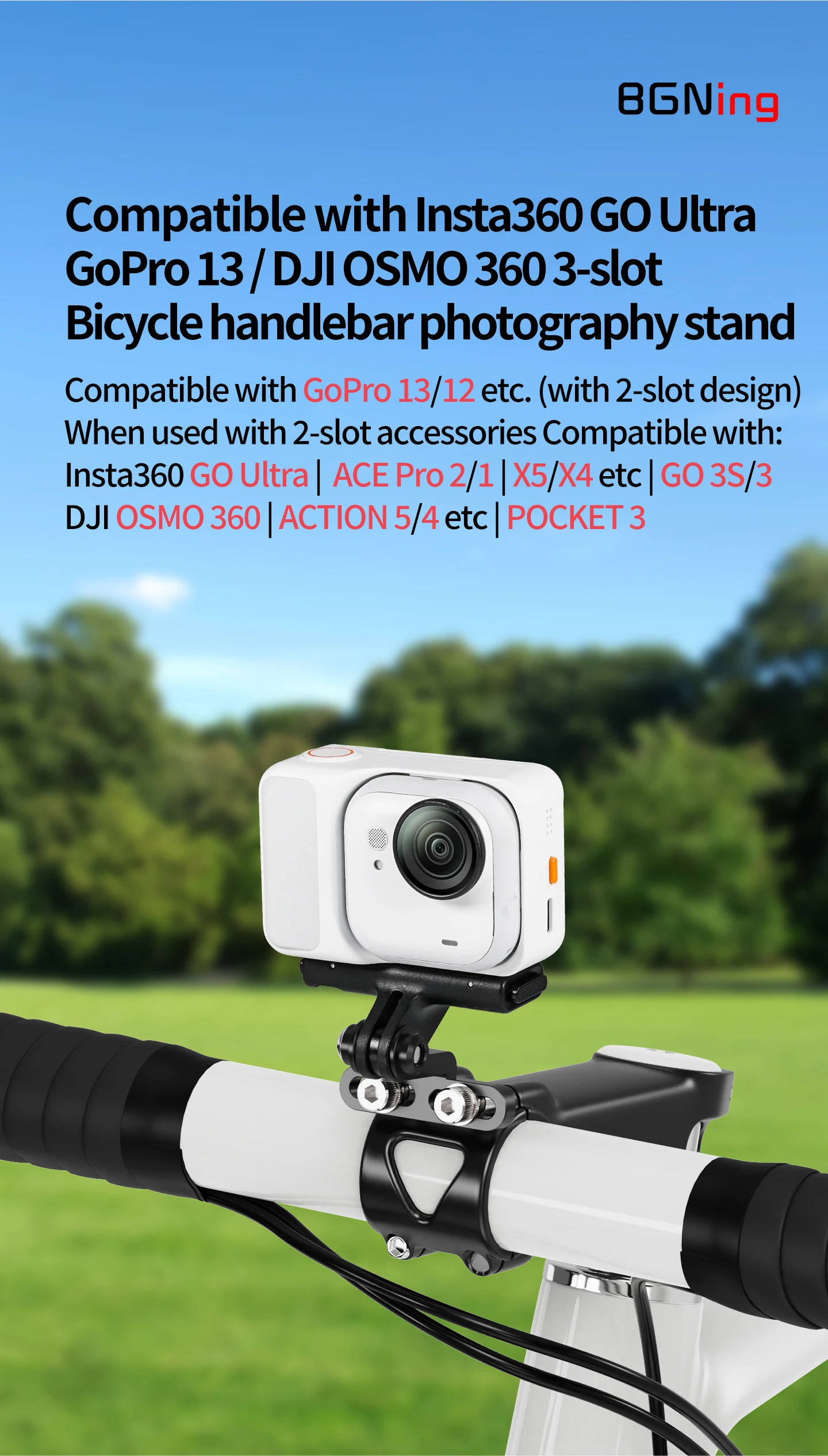 1/4 Schraube Fahrrad Vorbau Kamera Halterung Verstellbare Halterung für GoPro 13 DJI OSMO 360 Action Pocket3 Insta360 Fahrrad Lenker Ständer – Detail 24