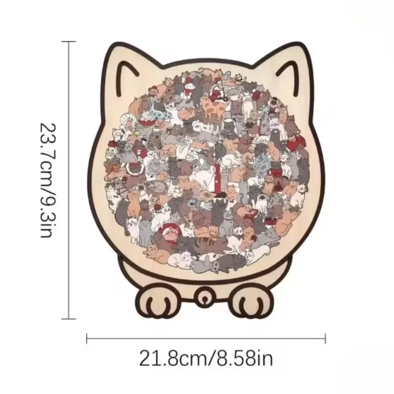 135 pc em forma de gato quebra-cabeça de madeira único irregular peças jogo aniversário presentes de natal para amantes do gato decorações para casa ﻿