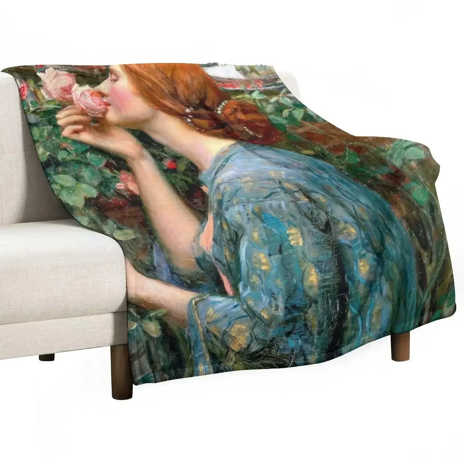 The Soul of the Rose - John William Waterhouse Throw Blanket Luxury Designer Thermals For Travel Blankets For Bed Blankets