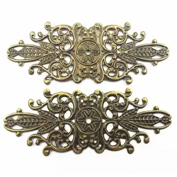 Connector Vintage Bronze Tone Flower Pattern Filigree Wraps Alloy Embellishments Jewelry DIY Finding 8.5x3.4cm 10Pcs