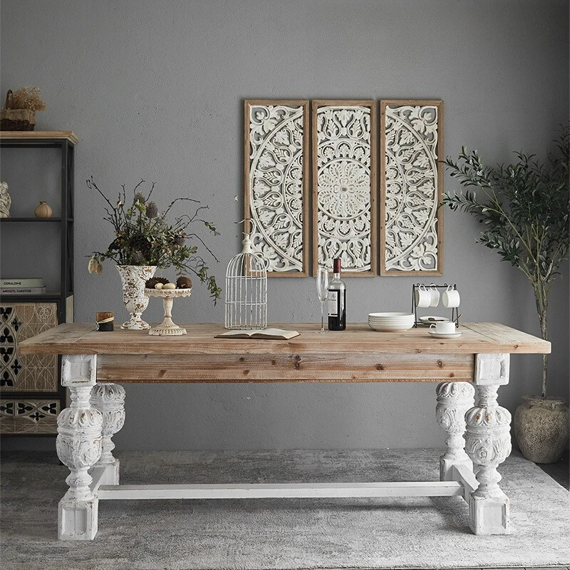 

American modern old side table coffee table living room sofa side bed and breakfast hotel bedroom corner few solid wood