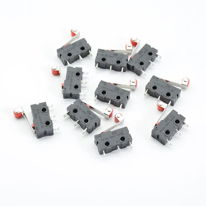 10Pcs Mini  Limit Switch Roller Lever Arm SPDT Snap Action LOT 3Pin With Roller Limit Switch