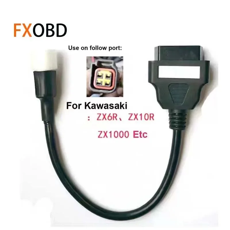 4 Pin EFI Motorcycle Detector OBD Adapter Cable for Kawasaki 4PIN TO 16 Pin Connector Plug for ZX6R ZX10R ZX1000 ER6N EX650F Etc