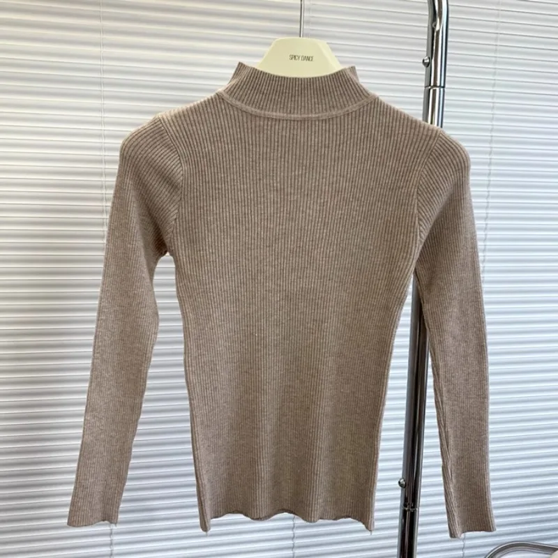 

OCEANLOVE Half High Collar Women Sweaters Solid Candy Color Autumn Winter Short Pullovers Korean Fashion Basics Pull Femme
