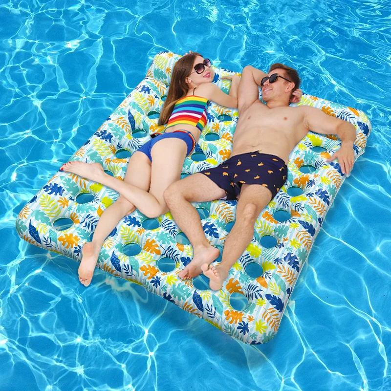 

Wholesale PVC Inflatable Floating Row Couple Double Air Water Mattresses Bed Custom Swimming Pool Float Chair for Adult