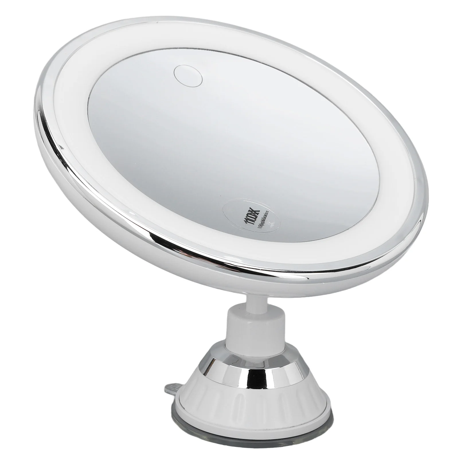 Suction Cup Makeup Mirror with 3 Light Colors Alloy 22 LED Lamp Beads 10x Magnify Rotating Mirror Easy Install Battery Powered