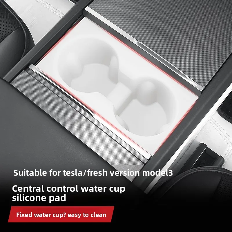 Silicone Cup Holder Mat For Model 3 Highland Model Y 2024-2026 Anti-slip Water Cup Pad Interior Modification Accessories