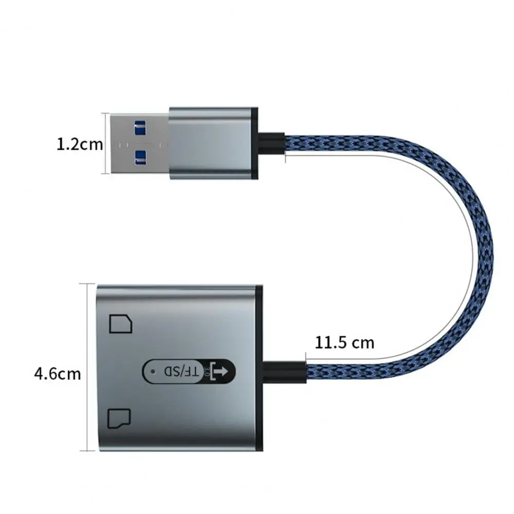 TF Card Reader Plug And Play Dual Slot USB 3.0 High Speed Data Transmission 2 in 1 Camera Memory Card Reader Computer Accessorie