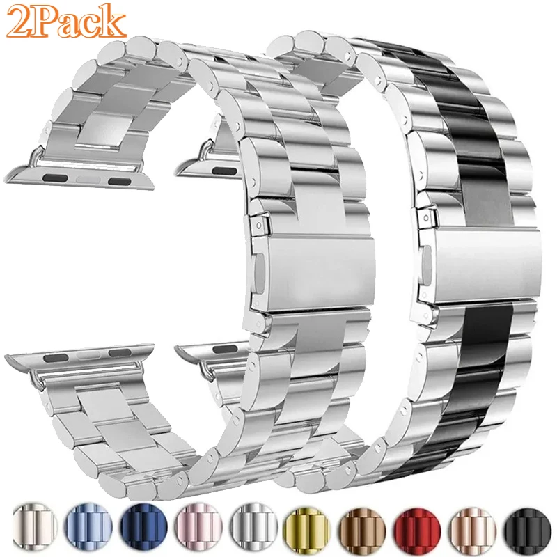 Stainless Steel Band For Apple Watch Series 10 46mm 42mm 9 8 7 6 5 SEUltra2 49mm 45mm 41mm 40mm 44mm Metal Strap Bracelet iWatch