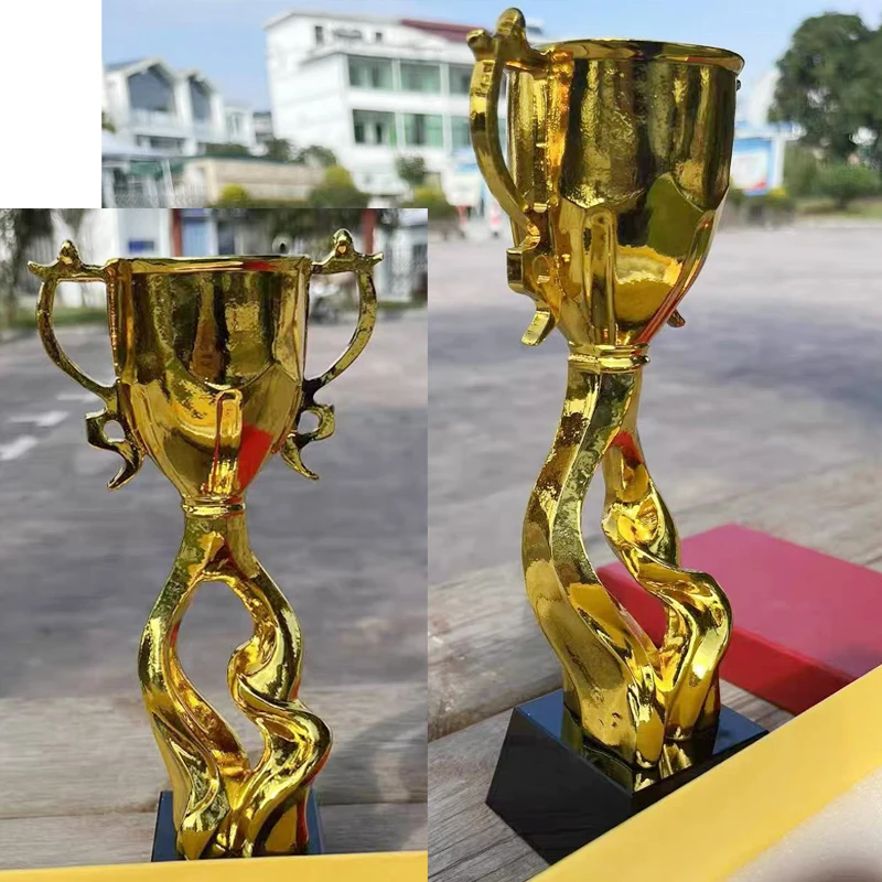 Customized Gold, Silver, Copper, Resin Trophy, Excellent Employee Sports Competition Souvenirs, Free Lettering Crystal Base, 1Pc