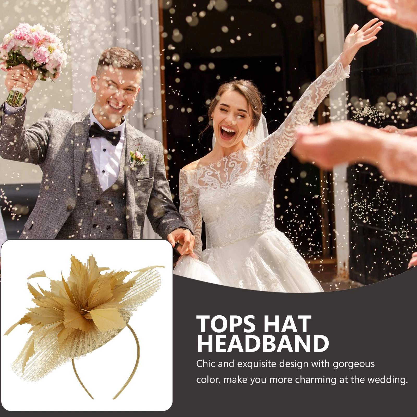

Chic Fascinator For Women Flower Veil Bridal Tops Hat Wedding Tea Party Headwear Bridal Headband Veil Headband Wedding Party