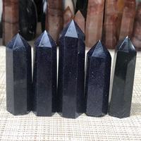 Natural Blue Sandstone Wand Point Healing Reiky Obelisk Hand Carved Energy for Crystal Grids  Home Decoration Gemstones