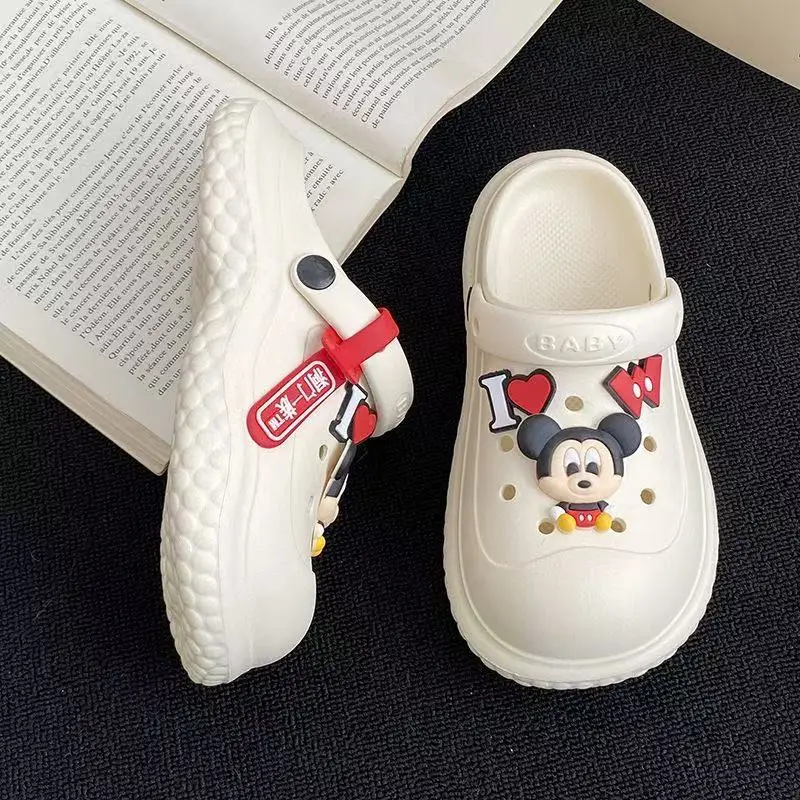 

real photo new summer mickey mouse cartoon women yellow pink purple white black kids girls children plus big size beach sandals