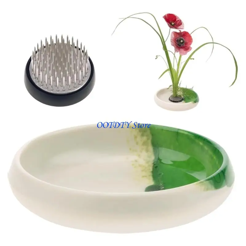 367A Japanese Vase Set,Flower Shallow Container Vase Flower Frogs