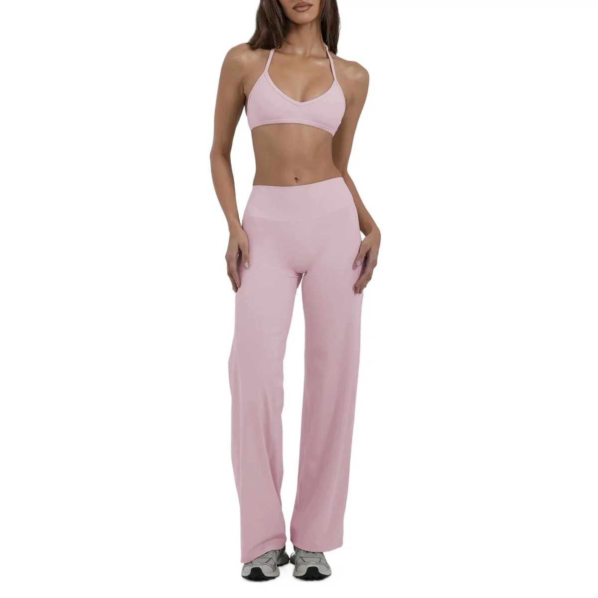 Custom LOGO women's new neck and chest underwear yoga fitness pants Pilates quick-drying two-piece set