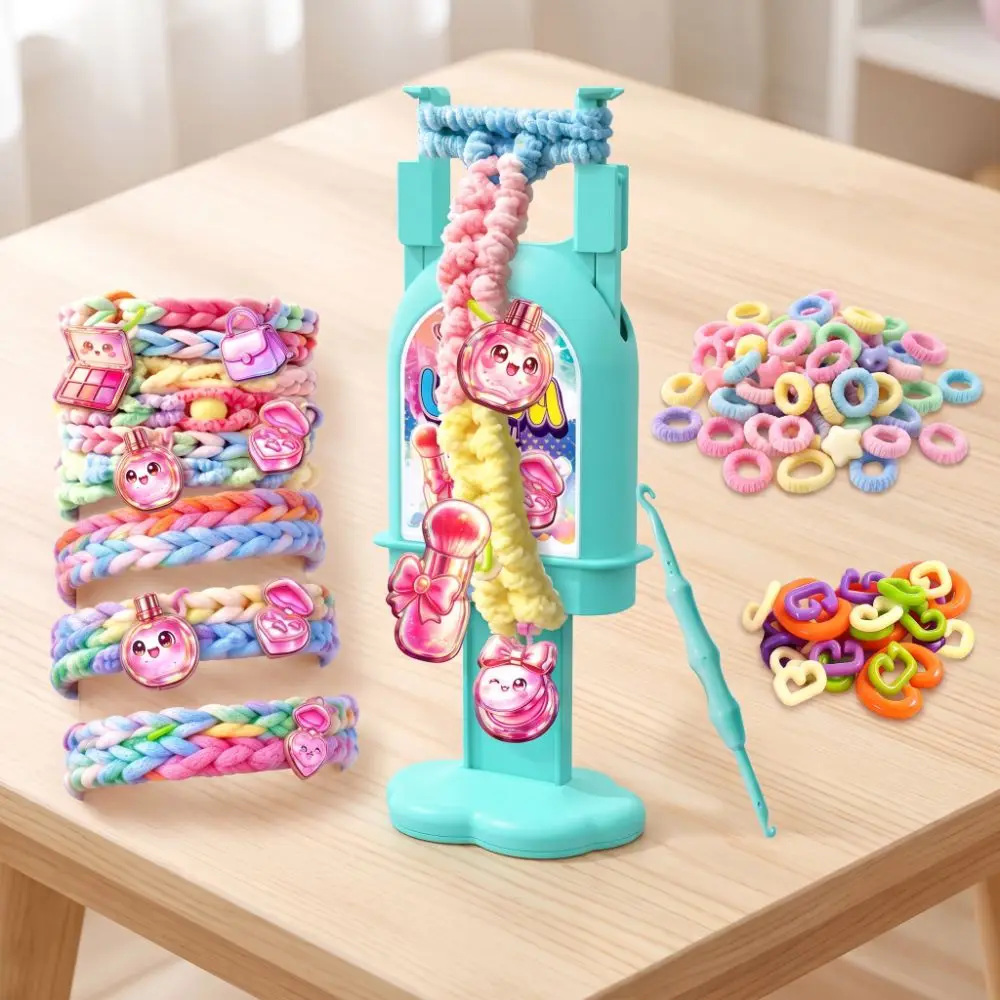 Handmade Rainbow Loom Kit DIY Colorful Beads Bracelets String Maker Kit Funny Convenient Bracelet Making Kit for Beginners