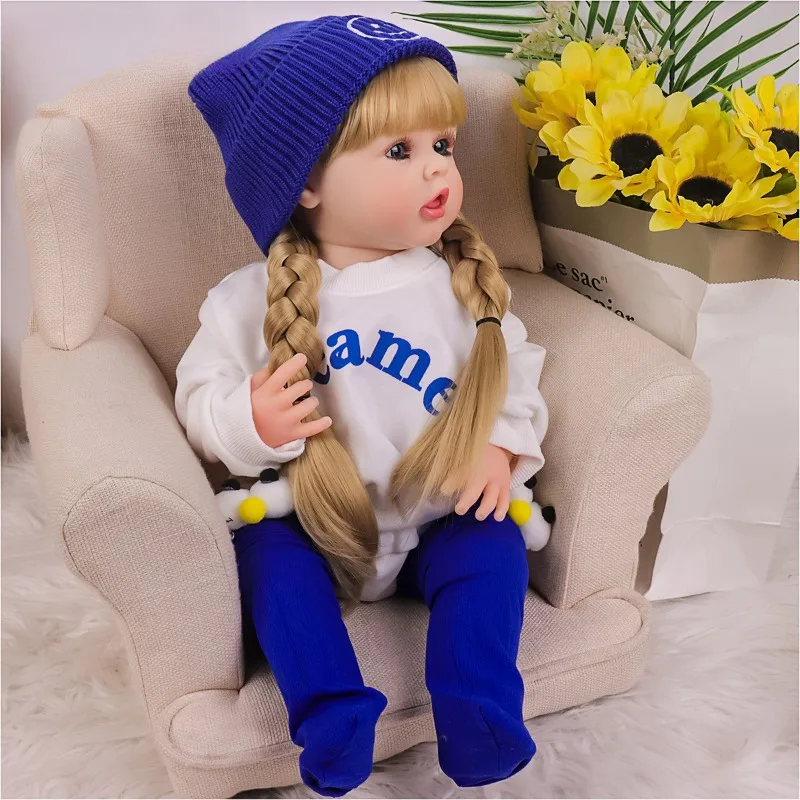 55 سنتيمتر 22 بوصة مقلد الطفل لينة الفينيل DIY بها بنفسك فستان تولد من جديد دمية يرافق الأطفال فتاة تغيير الدمى هدايا عيد ميلاد الأطفال
