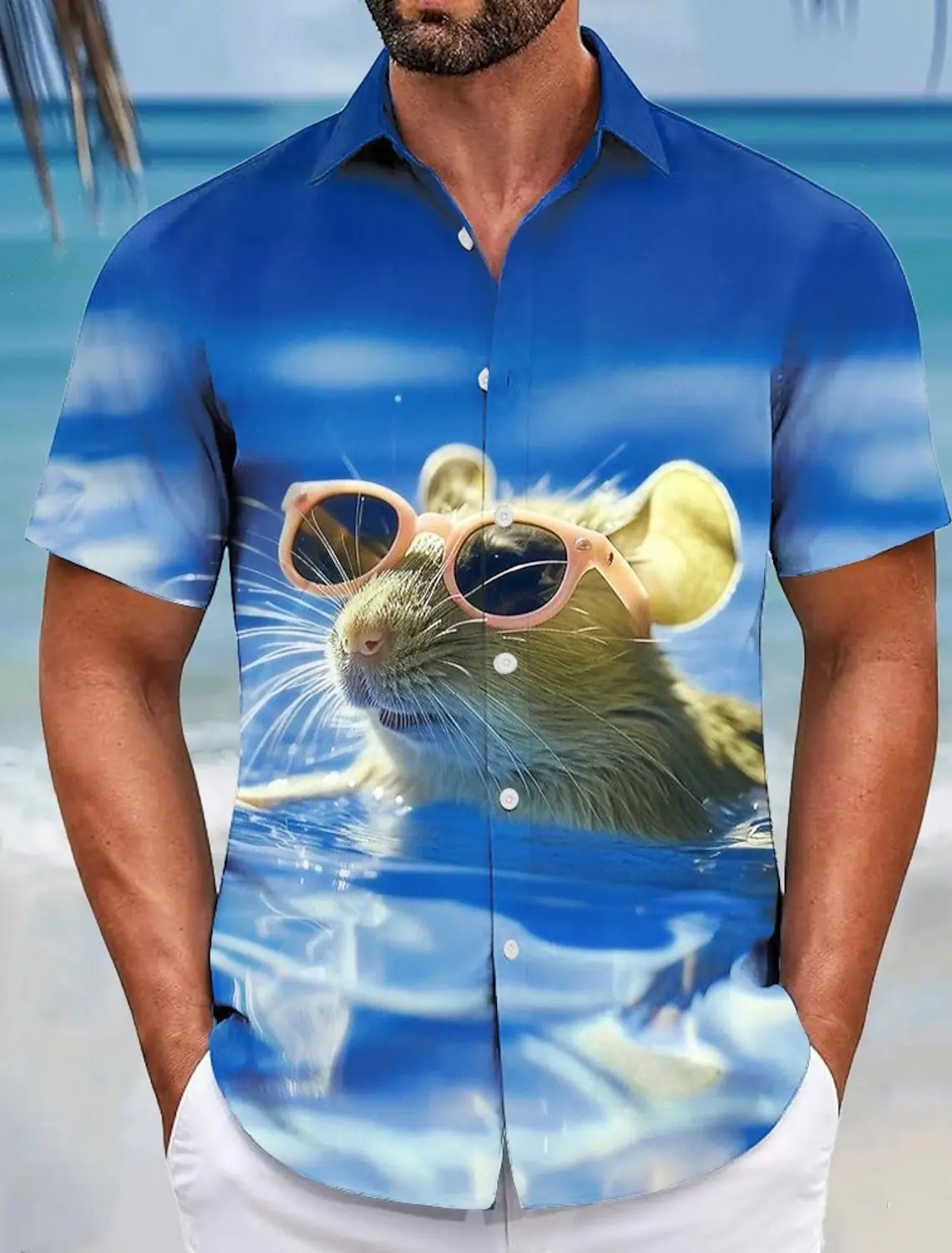 

Men's Animal Funny Capybara Shirt Summer Hawaiian Shirt Button Up Shirt Short Sleeve Summer Turndown 3D Print Collared Shirts