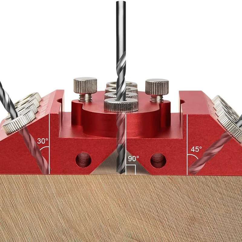 30 45 90 Degree Angle Drill Guide Jig Drill Block For Straight Angled Holes With Detachable Drill Positioning Bar Red Metal