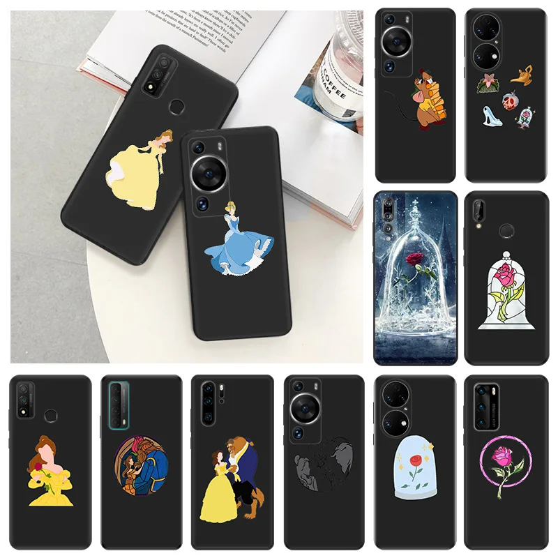 Soft Case for Honor 70 90 Magic5 Pro X6 X7 X8 a X9 b Huawei P40Lite P30 P20 P Smart Beauty and the beast Black Phone Cases Cover