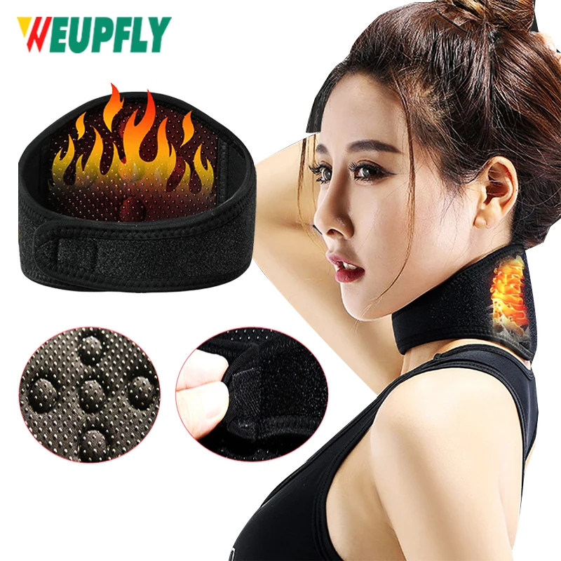 1Pcs Tourmaline Magnetic Therapy Neck Massager Band Cervical Vertebra Protection Spontaneous Heating Belt Massager Health Care