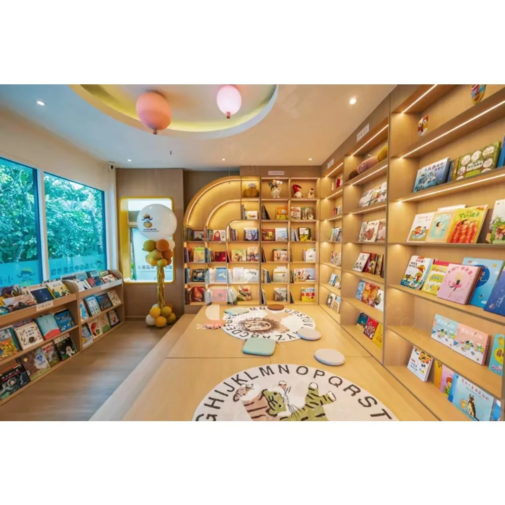 مكتبة خشبية جدار خزانة الكتب رف عرض الكتب لأثاث المكتبة المدرسية #4